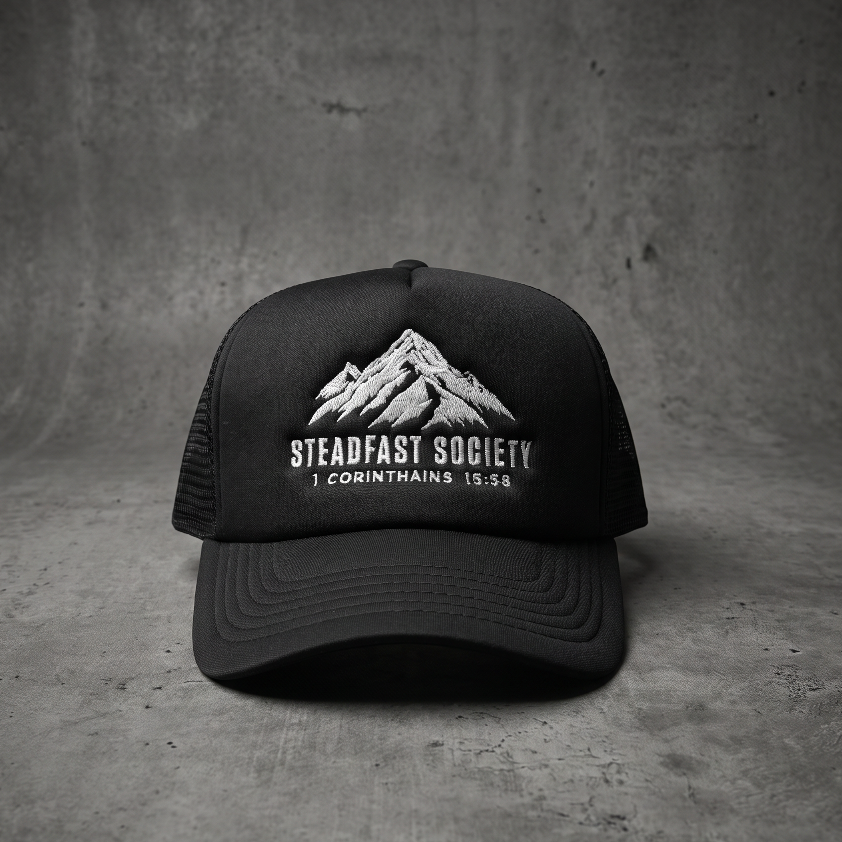 Steadfast Society Foam Trucker Hat // Black + White