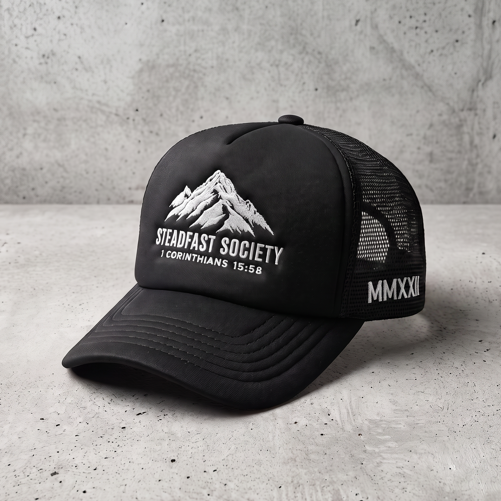 Steadfast Society Foam Trucker Hat // Black + White