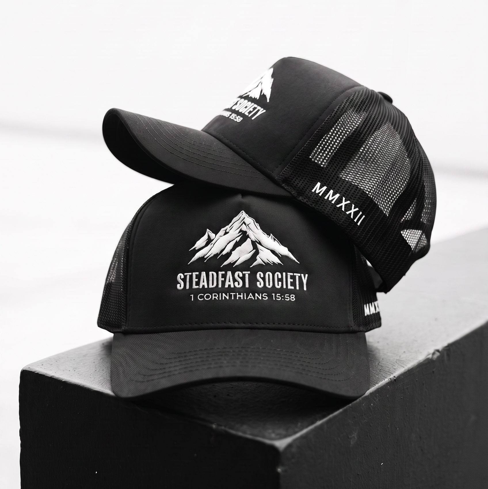 Steadfast Society Foam Trucker Hat // Black + White
