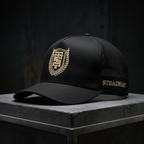 Legacy Logo // Black + Gold // Mesh Trucker