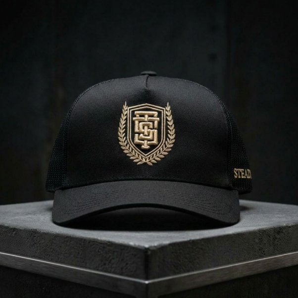 Legacy Logo // Black + Gold // Mesh Trucker